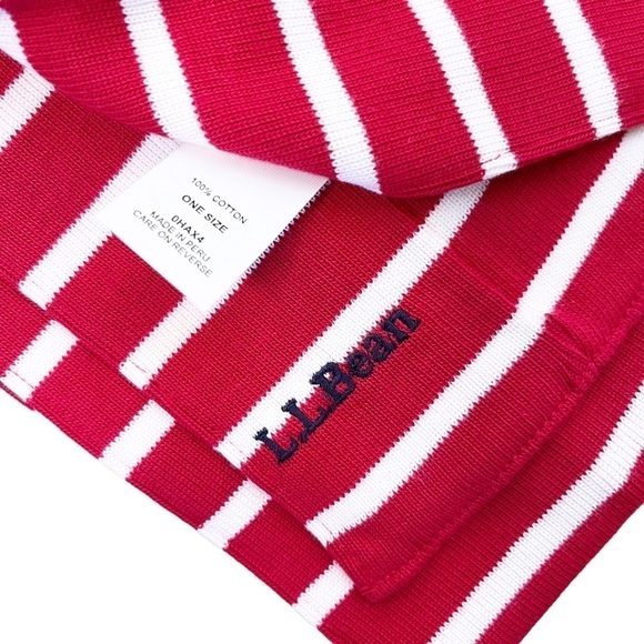 L.L. BEAN Striped Nautical Sweater Knit Scarf One Size in Red and White Stripe - Picture 13 of 14